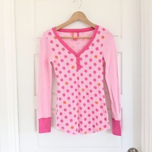 Women's Pink Pajama Set Soft Waffle‎ Knit Cozy Balletcore Coquette Loungewear S